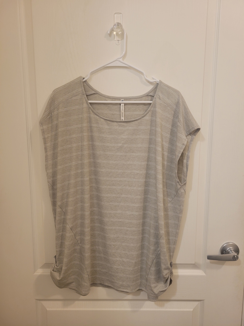 Women’s Relaxed Short Sleeve Tee - Light Gray Stripe